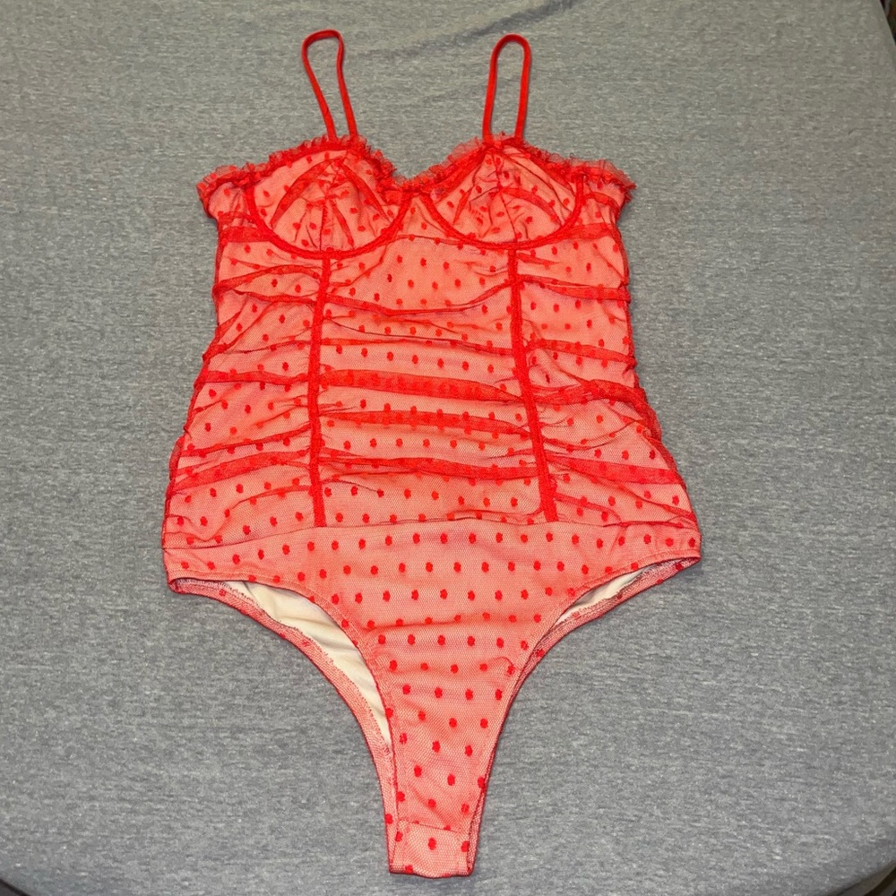 NWOT Cloud Ten red ruched bustier bodysuit